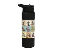 Retro Yoga Cats Kimono Japanese Ukiyo-e Art Stainless Steel Insulated Water Bottle