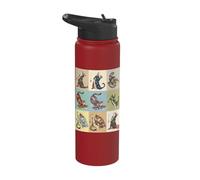 Retro Yoga Cats Kimono Japanese Ukiyo-e Art Stainless Steel Insulated Water Bottle