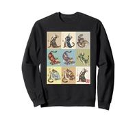 Retro Yoga Cats Kimono Japanese Ukiyo-e Art Sweatshirt