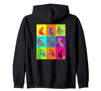 Retro Yoga Cats Kimono Japanese Ukiyo-e Art Zip Hoodie