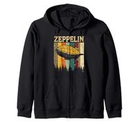 Retro Zeppelin Airship -Blimp Witzer Vintage Zepplin Zip Hoodie