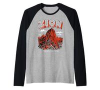 Retro Zion National Park Vintage Style Angels Landing Utah Raglan Baseball Tee