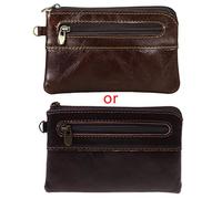 Retro Zipper Purse Genuine Leather Female Male Birthday Gift Supplies Small Change Bag for Outdoor Traveling Camping New Men Wallets Small Money Purses Design Dollar Thin Wallet Coin Bag Zipper