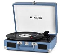 RetroAudio Vinyl Record Player Bluetooth Vintage Portable Suitcase Turntable with Built-in Speakers 3-Speed Belt-Driven Record Player Support RCA Output and Headphone Output