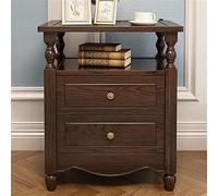RetroBedsideTableWoodWhite,ModernMinimalistHomeNightstandForBedroom,BedsideCabinetWalnut2Drawer,SideCabinetsWithDrawersAndOpenStyleLockers53X43X66CM(Color:Walnutbeds needed