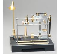 RETROL GF-01 Mini Workshop Model Kit, 27PCS Mechanical Transmission System with Functional Pulleys & Brass Lamp, Vintage Steampunk Scene for SE-01/02/03 Steam Engines for Adults