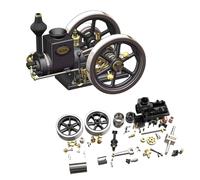 Retrol HM-01 7 cc Engine Model Kit, 4-Stroke Horizontal Stationary Hit and Miss Motor Model, with High/Decline Gear Lever, Ideal for Hobbyists and Mechanics Enthusiasts (Mounted Version)