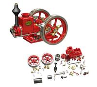 Retrol HM-01 7cc Engine, 4 Stroke Horizontal Hit and Miss Internal Combustion Engine Model, Physical Science Education Kit for Adults (Kit Version/Red)