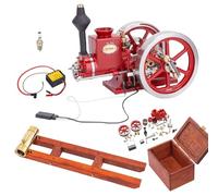 Retrol HM-01 7cc Hit and Miss Engine Model 4-Stroke Internal Combustion Engine +Base Equipment Box+Fuel Tank+Oil Pipe+CDI Igniter+Spark Plug (Red/KIT Set)
