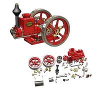 RETROL HM-01 7cc Hit and Miss Engine Model That Runs 4- Stroke Internal Combustion Engine with High and Low Speed Shift Lever -(Red/KIT Set)