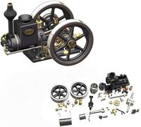 RETROL HM-01 7cc Hit and Miss Engine Model That Works 4- Stroke Horizontal Stationary Internal Combustion Engine with High and Low Speed Shift Lever STEM Science Kit -(Black/KIT Version)