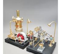 RETROL SE-03 38PCS + 27PCS Retrol GF-01 Metal Steam Engine Model Kit+ Miniature Workshop Model, with Mechanical Transmission System Physical Science Gift for Education Collectors & Adults