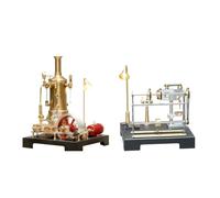 RETROL SE-03 Steam Engine Model Kit & GF-01 Workshop Model, 65PCS Full Metal Stationary Mill Engine with Mechanical Transmission System for STEM Educational, Home Decor & Gift Collection
