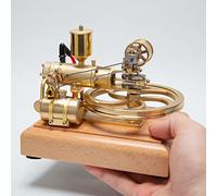 Retrol Steam Engine Model Kit That Works, 1.9CC Horizontal Single Cylinder 4-Stroke Three-Wheelers Engine Model with Flywheel, Collectible Mechanical Science Education Model for Enthusiasts