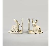 Retrome Distressed Cast Iron Bunny Rabbit Bookends, 2 Pack
