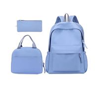 RetroNest 1 Set Backpack Lunch Bag Kids with Pencil Case, Large Capacity | 3-in-1 School Set|Oxford Backpack|Foil-lined Lunch|Multi-pocket|Durable|Stylish Solid Color Blue