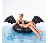 RetroNest Inflatable Pool Float with Bat Wings,Black Thickened PVC Swimming Ring for Adults,102cm Large Water Lounge Tube Ideal for Halloween Theme Party Summer Beach and Lake Fun 1pc