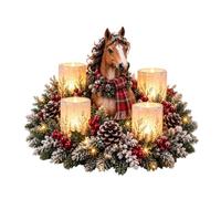 RetroNest Lighted Highland Cow Christmas Centrepiece LED Resin Decor | Highland Cow Sculpture, Flickering LED Lights, For Festive Mantel Decor B