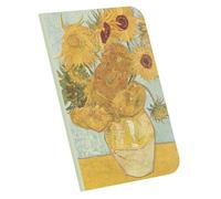 Retronote Vase with Twelve Sunflowers, Van Gogh 1888, A4 notebook IV, unlined, total 64 pages, wire binding, flex cover, oval edge, canvas fabric, 60 g, colour: yellow-cream, 21 x 29.7 x 0.5 cm