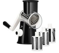 Retronz Rotary Cheese Grater - Vegetable Slicer & Shredder with 3 Stainless Steel Blades, Strong Suction Base - Kitchen Drum Grater Tool for Parmesan, Carrot, Cucumber, Nuts & Chocolate