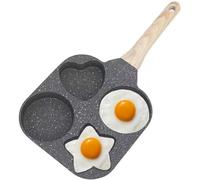 RETROSOHOO Egg Frying Pan,4-Cup Nonstick Omelette Pan for Breakfast, Heart Shaped Frying Pan for Cooking Eggs, Burger or Bacon,Healthy Egg Pans Suitable for Stove & Induction Compatible (Gray)