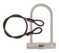 Retrospec 0840216315723 Lookout 14mm Hardened Steel U-Lock & 4ft Security Cable-Anti-Theft Protection for Mountain Bikes & eBikes, Matte Bone, One Size