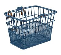 Retrospec Apollo Detachable Front Bike Basket Steel Half-Mesh with Integrated Detachable Hooks and Built-in Handle, Easy Assembly and Portability for Bicycles, Navy