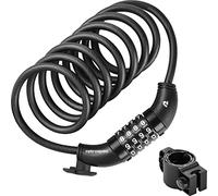 Retrospec Grizzly Cable Bike Combination Lock Combo, Heavy Duty Anti Theft Bicycle Cable Lock, 6 Foot Coiled Cut Resistant Cable with 4 Digit Custom Combination and Mounting Bracket