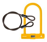 Retrospec Lookout U-Lock Bike Lock with 4Ft Security Cable, Bracket, Heavy Duty Anti-Theft Bicycle Lock with 14mm Shackle, Pick Resistant & Secure Anti-Rotation Design