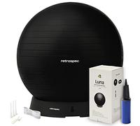 Retrospec Luna Exercise Ball - 55, 65, or 75cm Yoga Ball for Workouts, Stability, Pregnancy - Swish Balance Ball w/Pump & Base for Office & Home Gym
