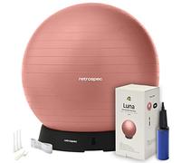 Retrospec Luna Exercise Ball, Base & Pump/Ball & Pump with Anti-Burst Material - Fitness Gym Swiss Ball - Perfect for Balance, Stability, Yoga, Pilates, Pregnancy & Birthing - 55cm - Rose