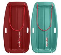 Retrospec Retrorider Plastic Snow Sled for Kids and Adults - Toboggan Style with Pull Rope, Cold-Resistant Construction & Hard Bottom for Fast Downhill Rides