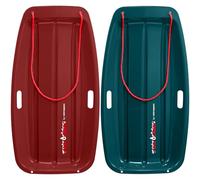 Retrospec Retrorider Plastic Snow Sled for Kids and Adults - Toboggan Style with Pull Rope, Cold-Resistant Construction & Hard Bottom for Fast Downhill Rides