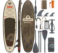 Retrospec Weekender Plus 10'6" Inflatable Paddle Board - Lake Essentials iSUP Bundle with Carrying Case, Adjustable Paddle, Pump & Fins - Stable Double-Layer PVC Design for All Skill Levels