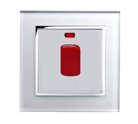 Retrotouch 45A Cooker switch with Neon DP, White CT,w8 x h86 x d86 mm