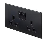 Retrotouch Aura Socket 13A Double DP Switched - Matt Black