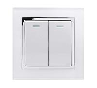 RETROTOUCH Crystal Double Light Switch, White Chrome Trim, 2-Way, 10AX