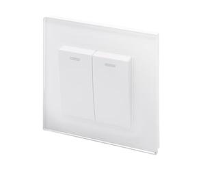 RETROTOUCH Crystal Double Light Switch, White Glass, 2-Way, 10AX