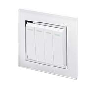 Retrotouch Crystal Quad Light Switch, White Chrome Trim, 2-Way, 10AX