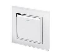 Retrotouch RMS12-W Crystal Single Light Switch, White Chrome Trim, 2-Way, 10AX, White Glass, 86 mm * 86 mm