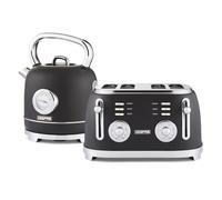 Retrovive 1.8L Electric Kettle & 4 Slice Bread Toaster Geepas Black One Size