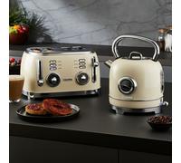 Retrovive 1.8L Electric Kettle & 4 Slice Bread Toaster Geepas Cream One Size