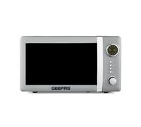 GEEPAS 700W Digital Freestanding Microwave Oven, 20L | Electric Oven with Auto Defrost Child Lock | 12 Preset Rotary Dial Easy Clean | Fits Standard Dinner Plate Compact Countertop | Retrovive Grey