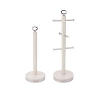 Retrovive Mug Tree and Towel Pole Set Carbon Steel Material Non-Slip Base Geepas Cream One Size