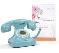 RetroVox Audio Guest Book, Wedding Phone, Record Custom Audio Messages with Voicemail, Vintage Style for Bridal Shower, Birthday Party, Baby Shower, Anniversary, Engagement (A Blue and