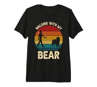 RetroWalking with My Bear Vintage Newfie Dog Newfoundland Premium T-Shirt