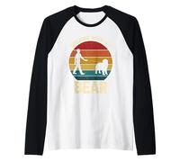 RetroWalking with My Bear Vintage Newfie Dog Newfoundland Raglan Baseball Tee