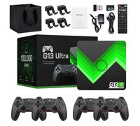 Retrowave G13 Ultra 100,000 Games, G13 Ultra Game Box 4K, Plug and Play Video Game Console, Including English and Other Languages, Rediscover Your Childhood (128G（4 Game controllers）)