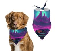 Retrowave Pictures Dog Bandana Triangle Dog Scarf Washable Polyester Dog Bibs Cute Pet Bandana for Medium Large Dogs Puppy and Cats
