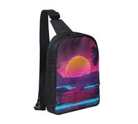 Retrowave Pictures Printed Chest Bag Sling Bag for Men Women, Waterproof Crossbody Backpack Men Bag for Runner Workout Hiking Cycling Travel